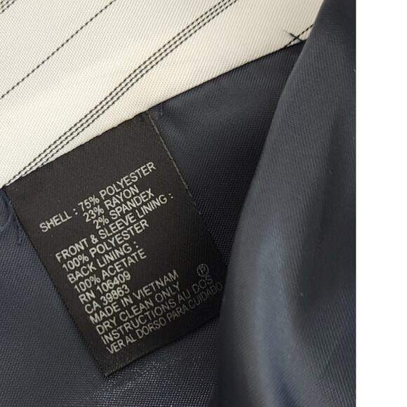 Tahari Blazer Womens Size 6 Ruffled Front Navy Blue Jacket Business Corp Blazer - Picture 6 of 8